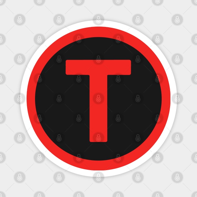 letter t red Magnet by persa